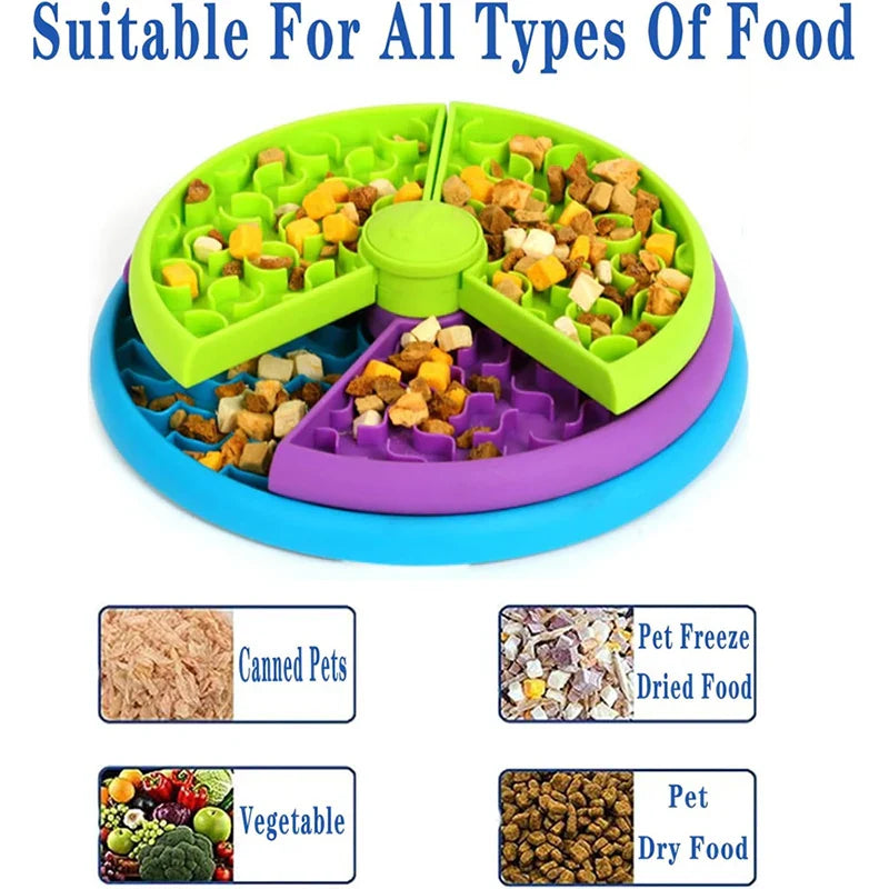 Hund mit langsamer Fressgeschwindigkeit – 3-lagiges Puzzletablett, rutschfest, blau/grün