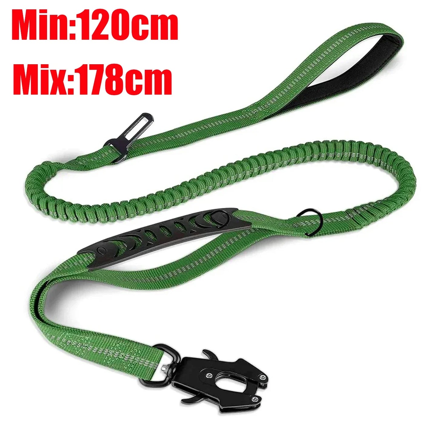 Reflektierende Bungee-Hundeleine aus Nylon – Für große Hunde, Schwarz