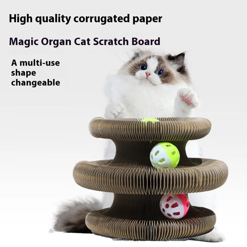 Magnetischer, faltbarer Katzenkratzbaum aus Karton mit Glöckchen