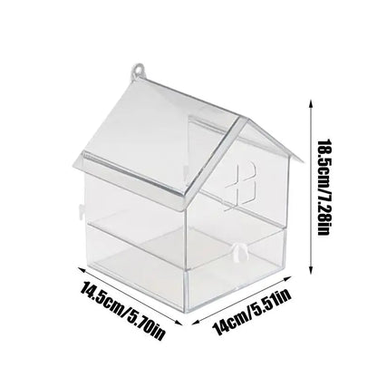 Auslaufsicheres Vogelbad aus Acryl mit Schublade – 14,5 × 14 × 18,5 cm für Wellensittiche