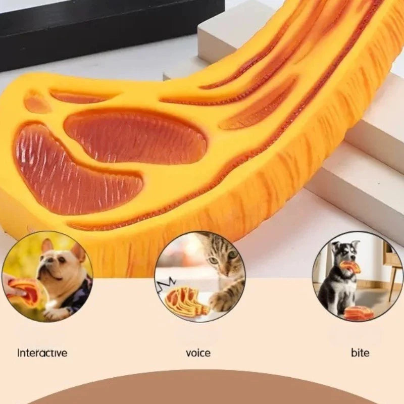 Kauspielzeug aus Gummi für Hunde – Steak-Design, 15 cm, mit Soundeffekten