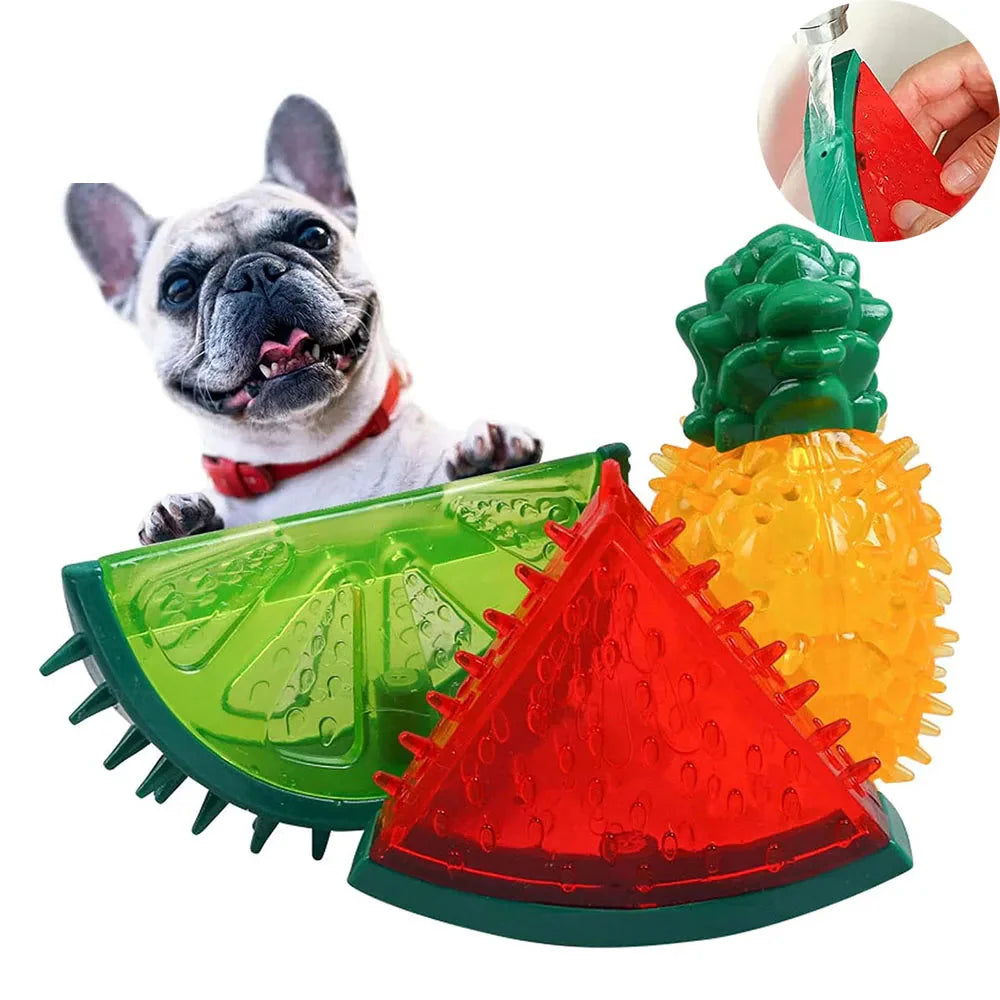 Kühlbares Hundespielzeug aus Gummi – gefrierbares Fruchtmotiv, 10 cm