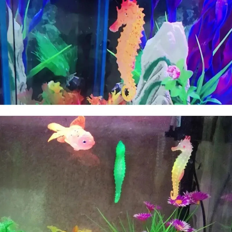 AquaGlow Leuchtendes Seepferdchen – Silikon Aquarium Dekoration mit Saugnapf