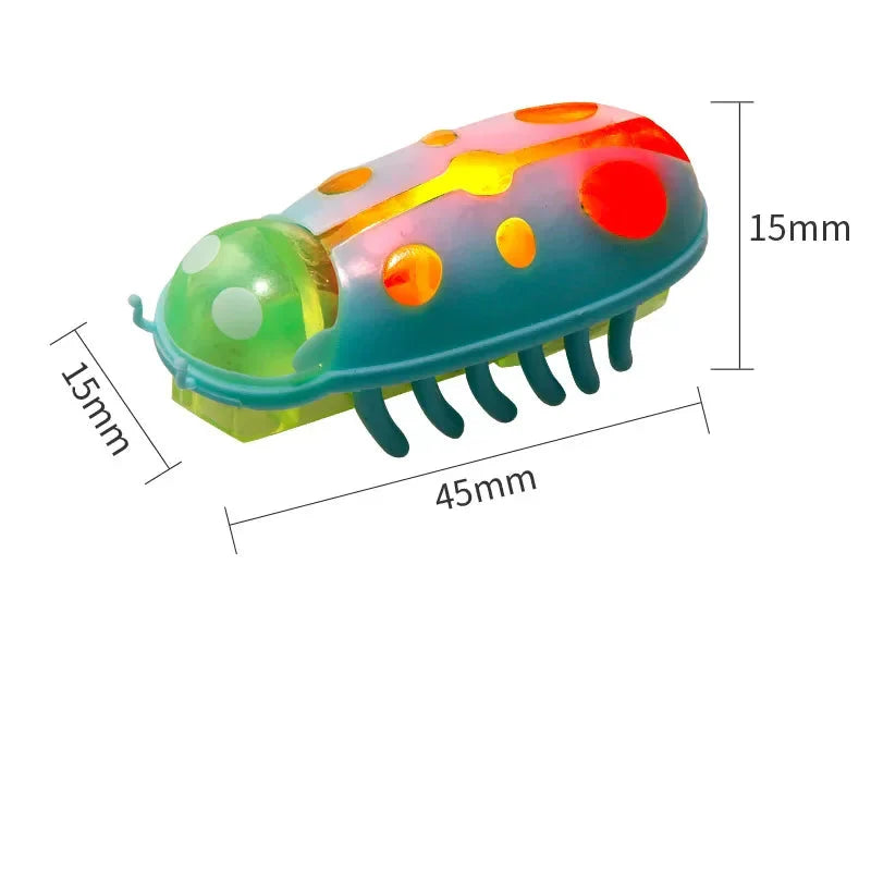 Interaktives elektrisches Katzenspielzeug – vibrierender Käfer, leuchtend bunt