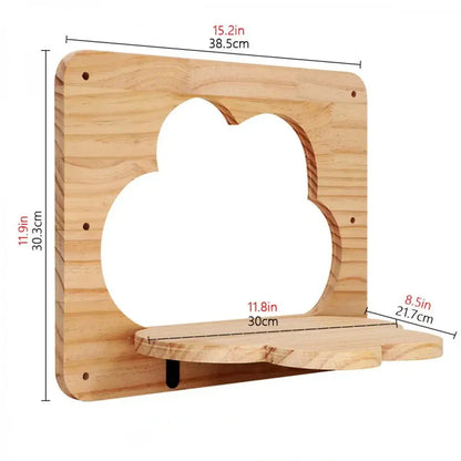 Wandmontiertes Katzenklettergerüst aus Holz – mit Kratzbereich und Nest