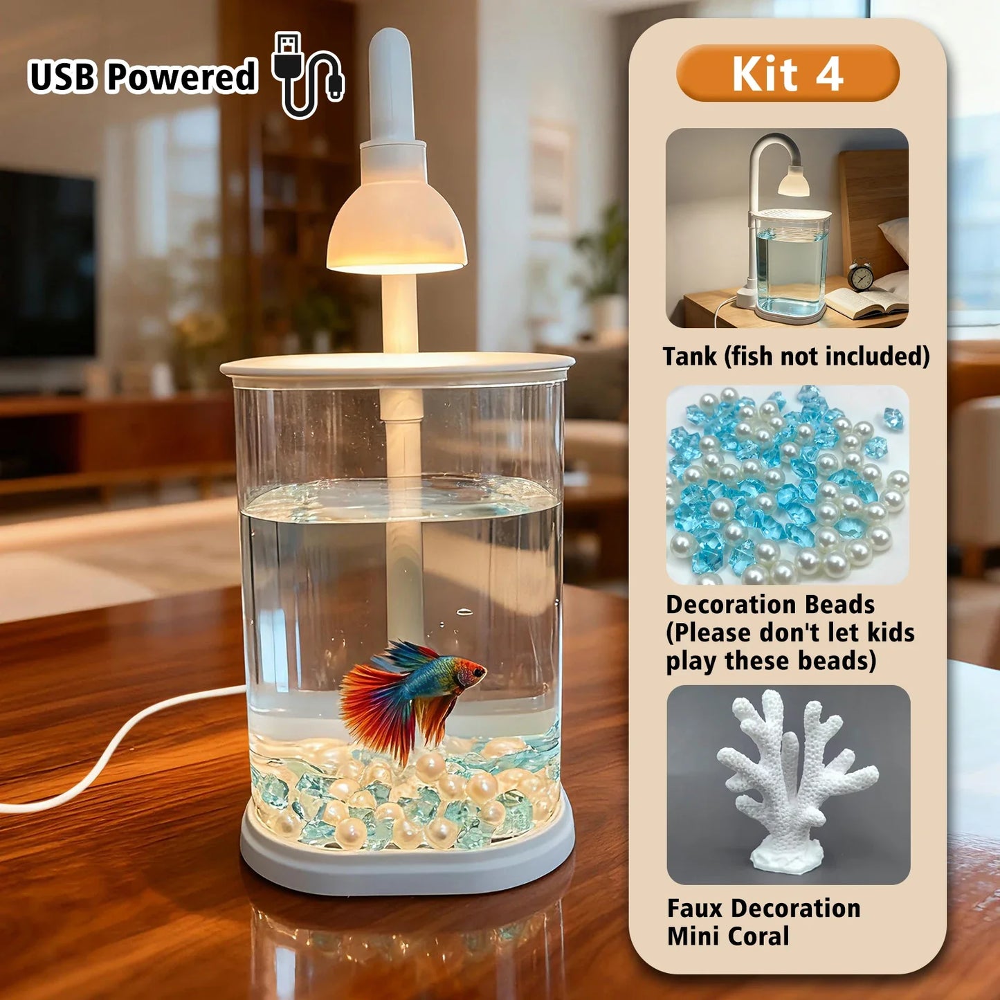 Starter Kit AquaGlow Mini – Mini-Aquarium mit LED-Beleuchtung