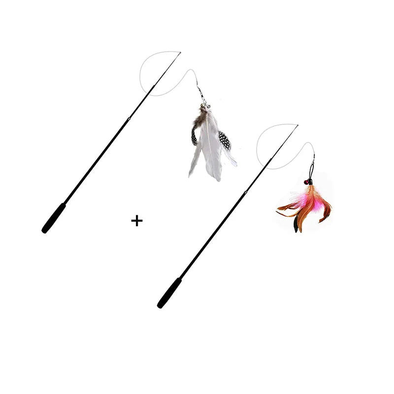 AeroPlay Teleskopische Katzenangel 1,8m – Vierteilige Carbonfaser-Spielangel mit Federn