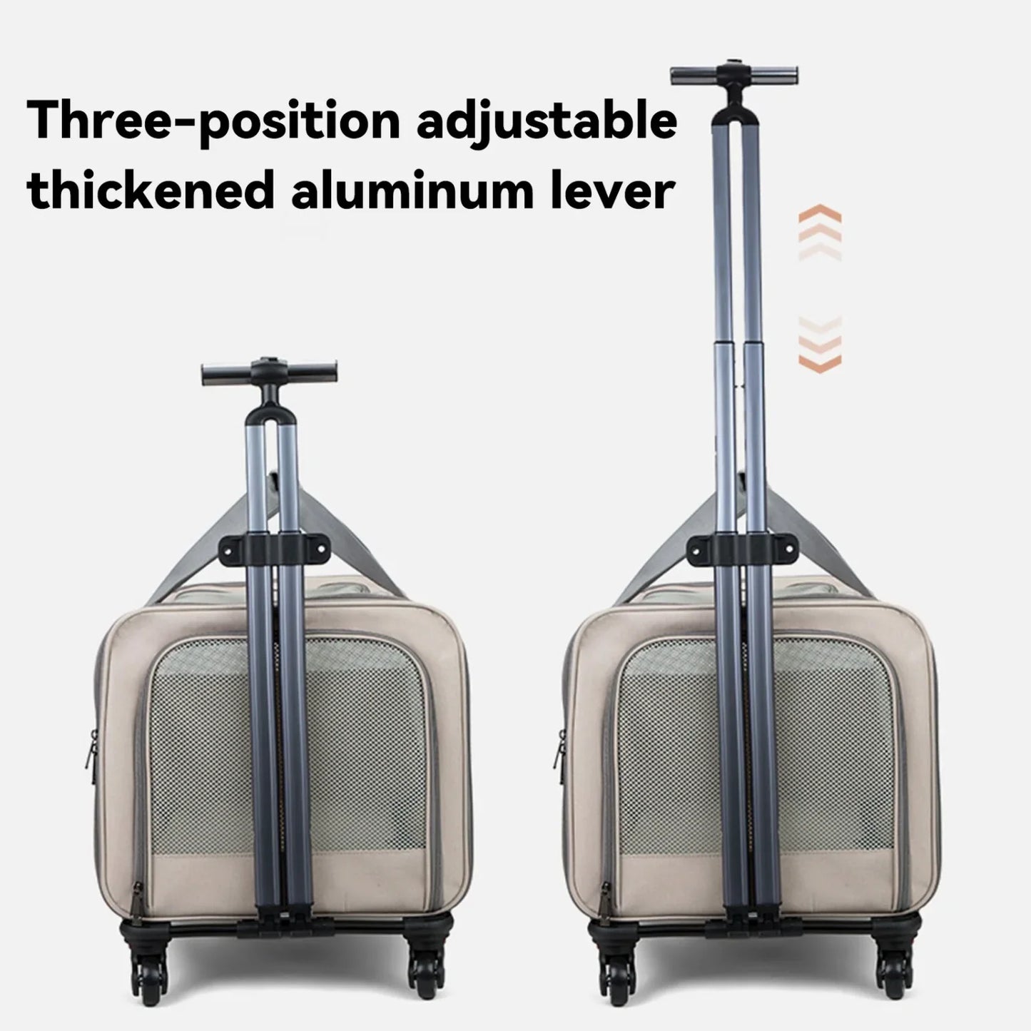 Haustierwagen Oxford Khaki 60x40x35 cm – Transportbox mit Rollen für Katzen oder kleine Hunde