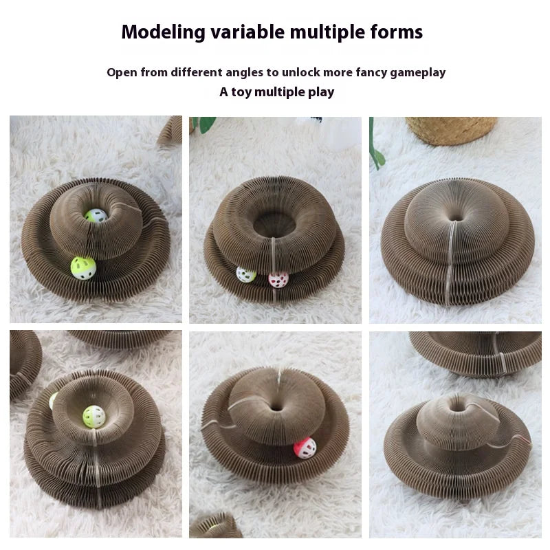 Magnetischer, faltbarer Katzenkratzbaum aus Karton mit Glöckchen