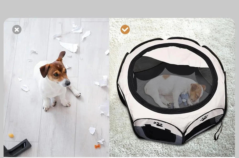 PETSFERA – Faltbarer achteckiger Haustierkäfig & Zelt