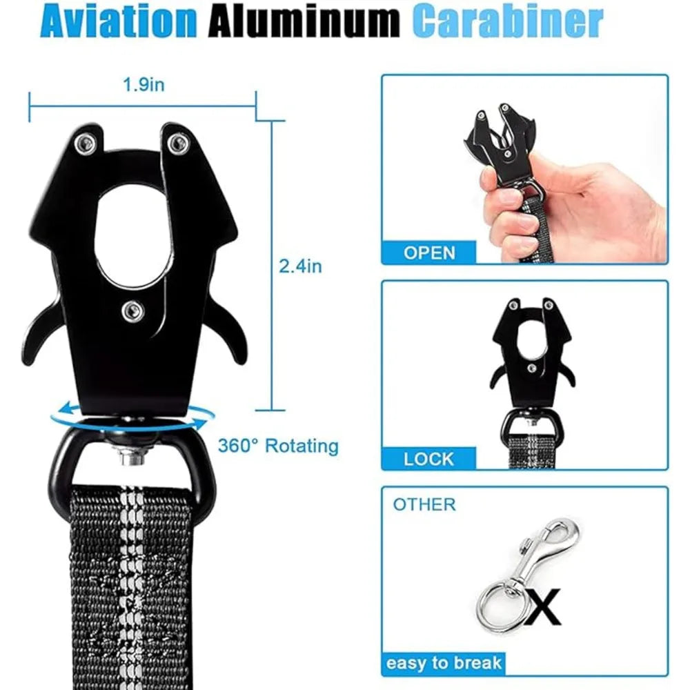 Reflektierende Bungee-Hundeleine aus Nylon – Für große Hunde, Schwarz