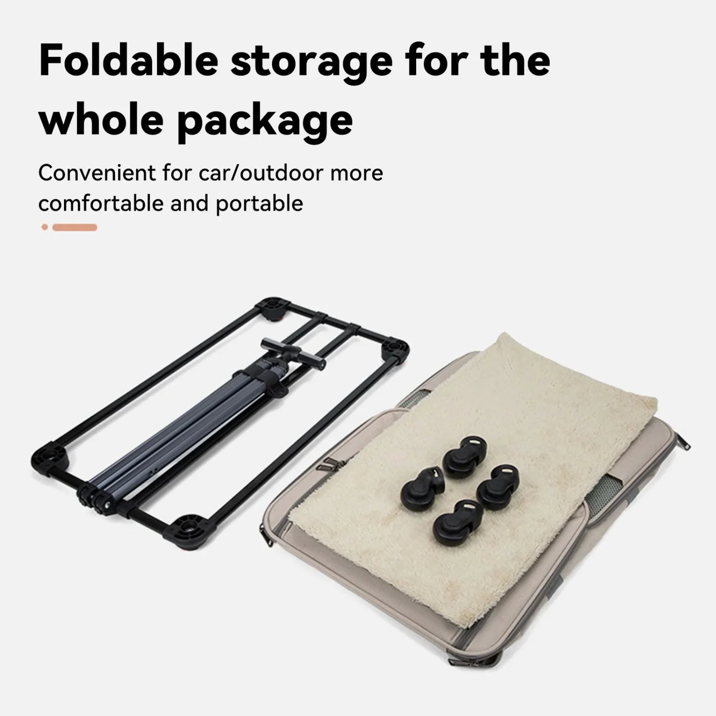 Haustierwagen Oxford Khaki 60x40x35 cm – Transportbox mit Rollen für Katzen oder kleine Hunde