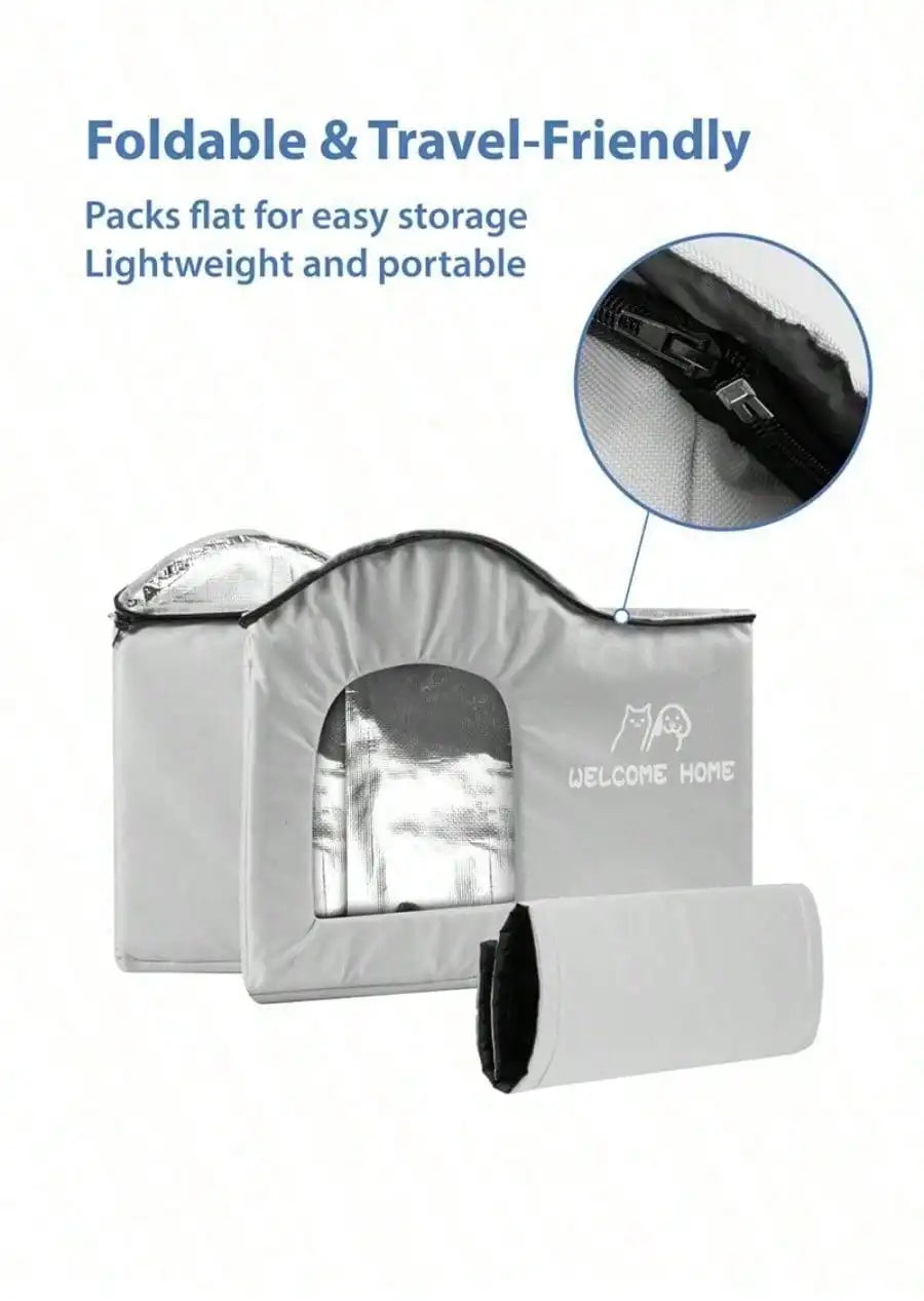 ThermaKool Faltbares, isolierendes Katzenhaus – 2-in-1: Kühlen & Wärmen mit Kühlakkus & Wendematratze