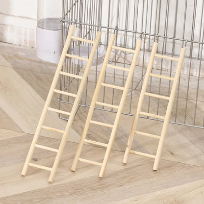 Kletterleitern aus Holz für Kakadus – 6er-Set – Khaki – 16–37 cm