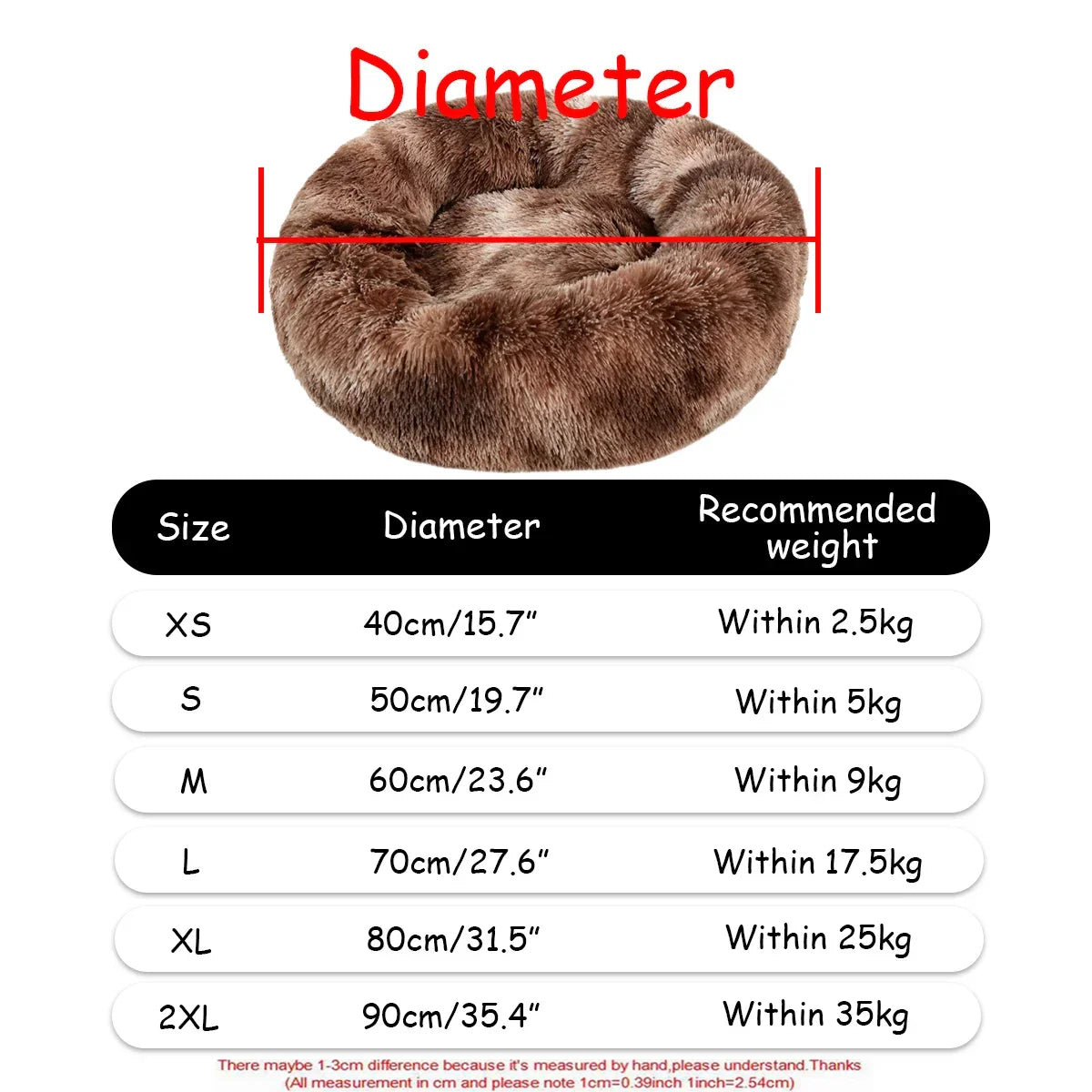 Runder Haustierkorb – Weicher, waschbarer Korb für Hund oder Katze, rutschfest