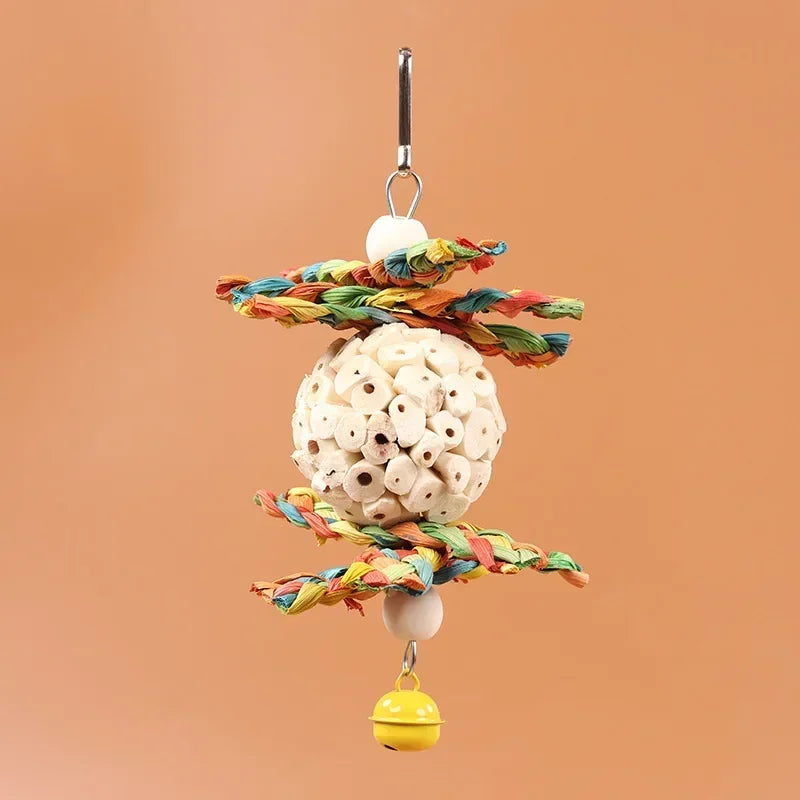 Interaktives Futtersuchspielzeug Papagei – Beißball aus Kunststoff, bunt