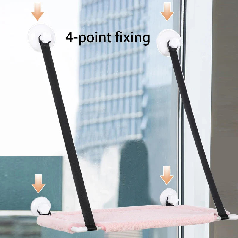 Winterliche Katzenhängematte aus Samt – Doppellagiger Cord – Saugnapf