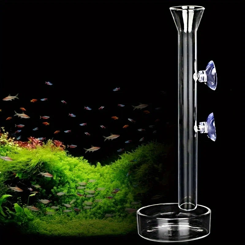 Aquarium Glas-Fütterungsrohr & Garnelenschale Set – Glockenförmiger Borosilikatglas-Futterspender