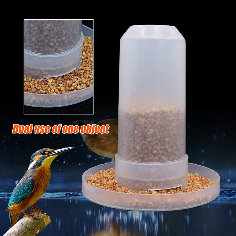 Automatischer Vogeltrinkbecher 350 ml – Transparenter Kunststoff mit Weiß