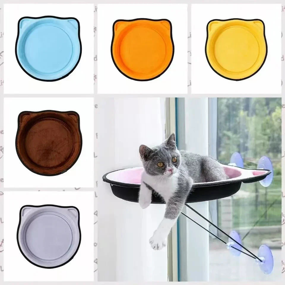 Katzen-Fensterhängematte aus Samt und Eisen – 15 kg Tragkraft – waschbarer Bezug