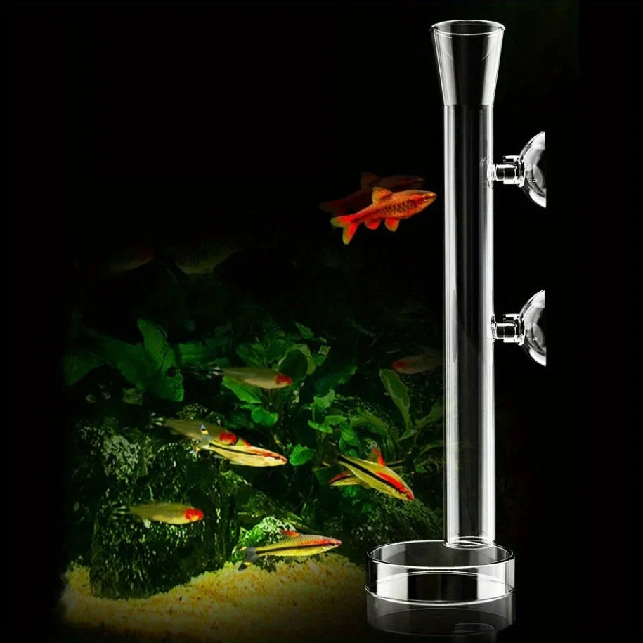 Aquarium Glas-Fütterungsrohr & Garnelenschale Set – Glockenförmiger Borosilikatglas-Futterspender