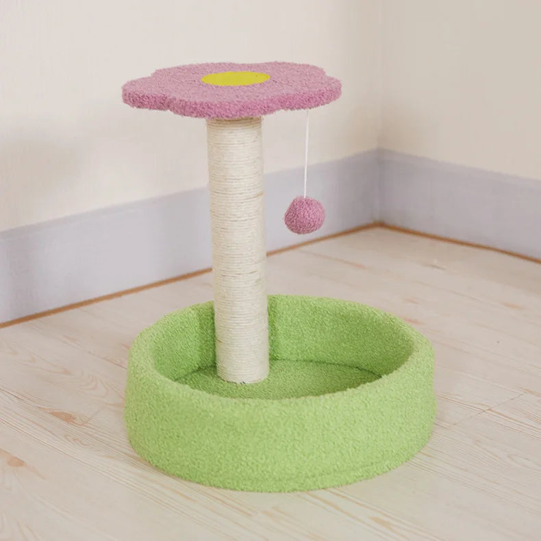 KlimPaws BloomNest Kratzbaum mit Sprungplattform und blütenförmigem Katzennest