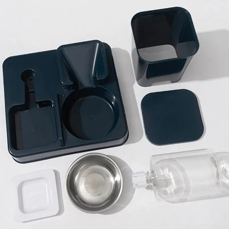 Automatischer Katzenfutter- und Trinkbrunnen – ABS Blau/Grau