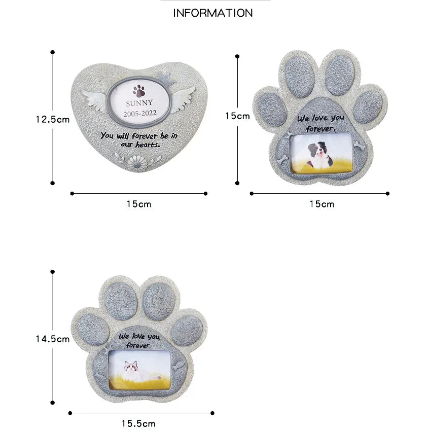 EternalPaw – Kreativer Gedenkstein aus Kunstharz mit Fotohalterung für Haustiere