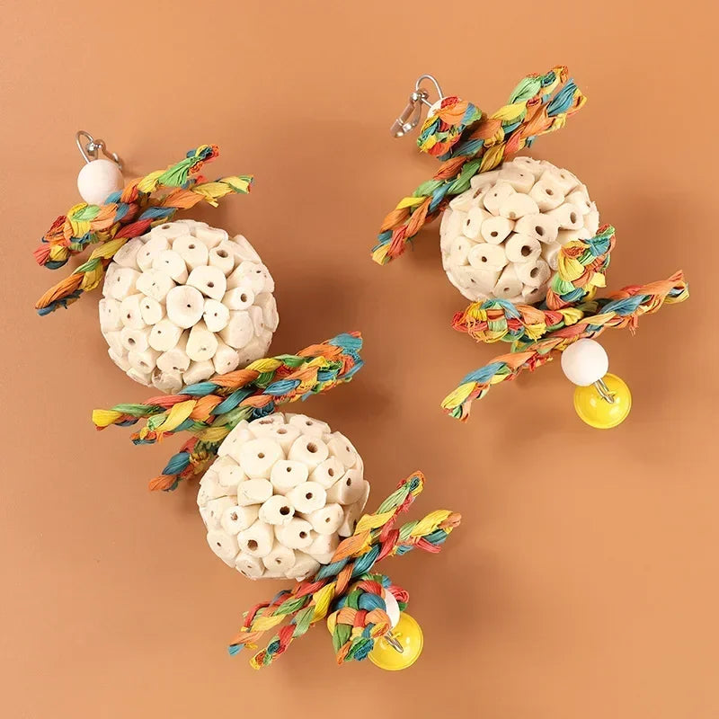 Interaktives Futtersuchspielzeug Papagei – Beißball aus Kunststoff, bunt