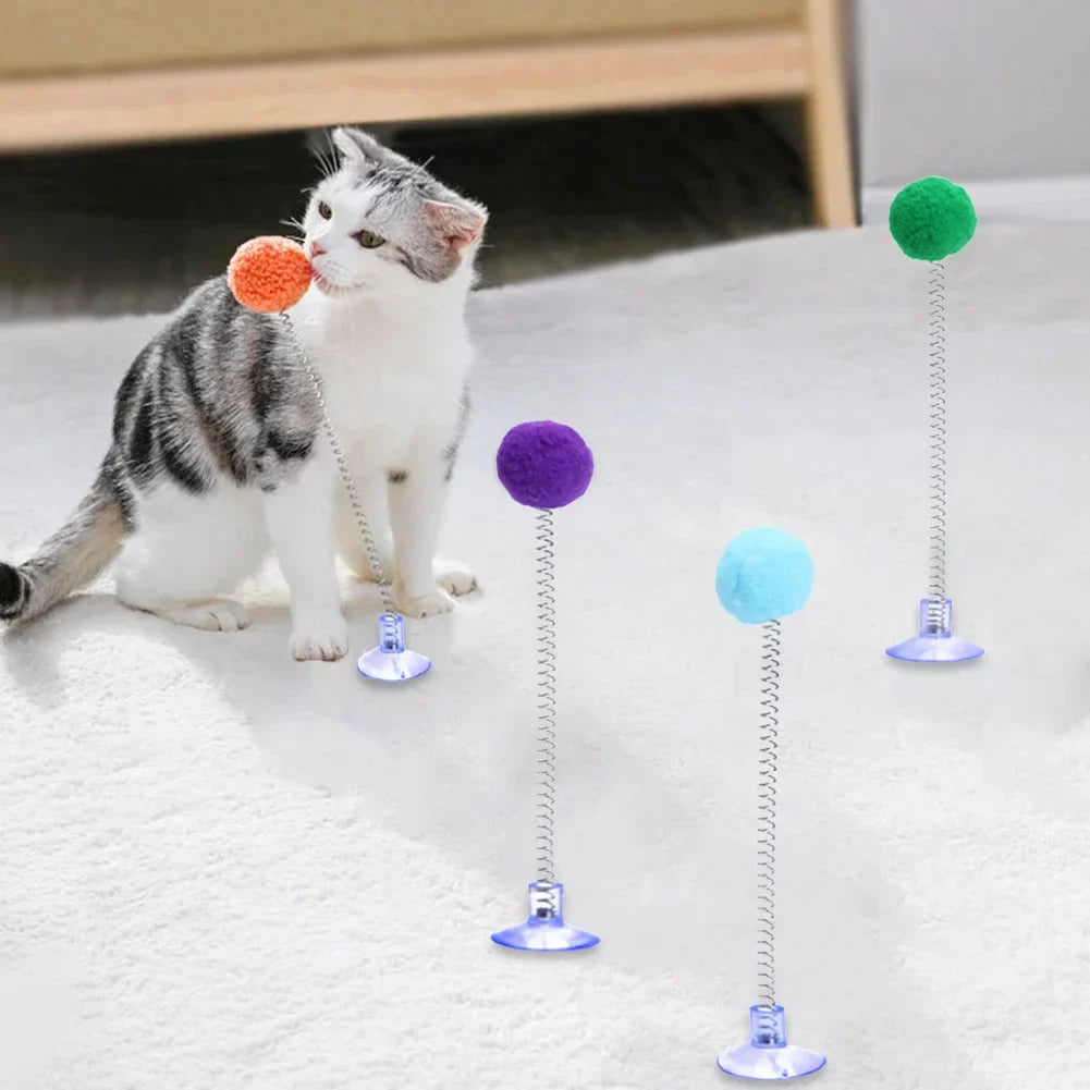 Interaktives Katzenspielzeug mit Feder und Fellball – 17 cm, Metall