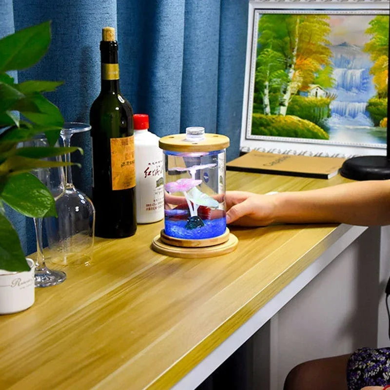 AquaGlow LED zylindrisches Mini-Aquarium