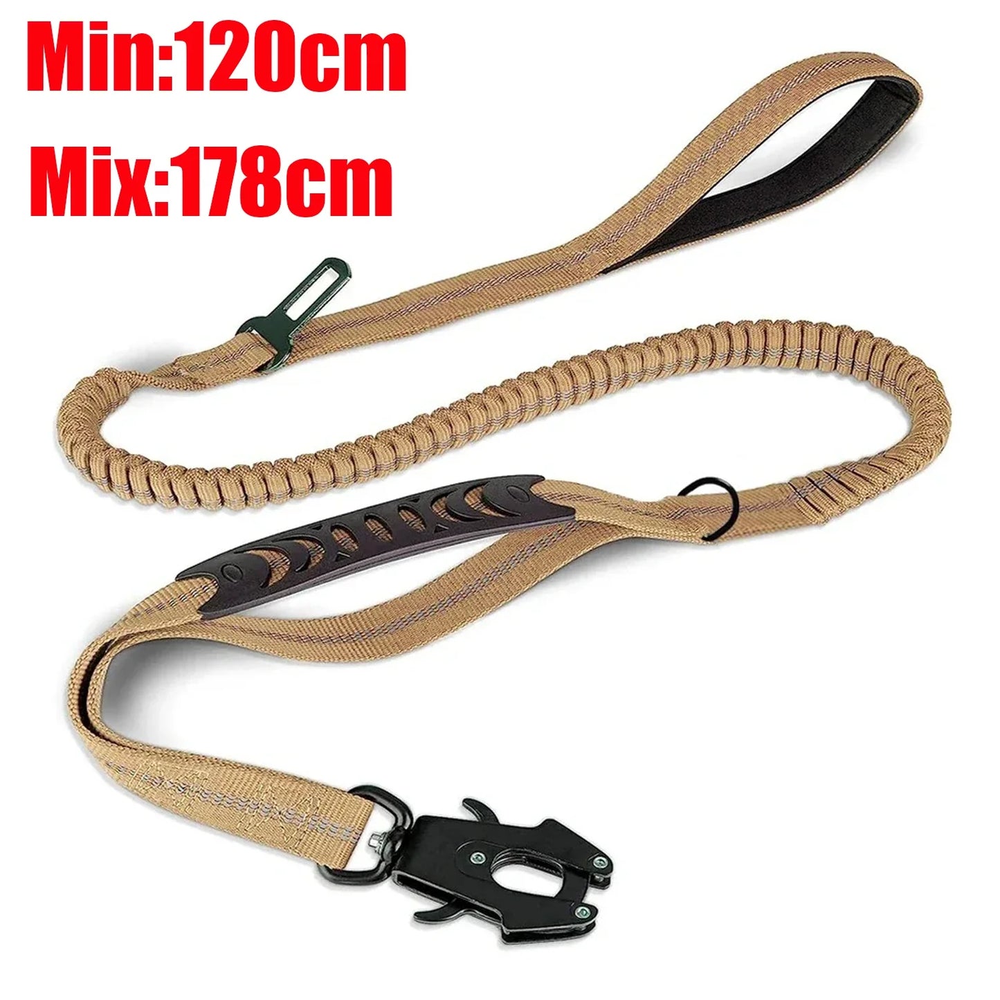 Reflektierende Bungee-Hundeleine aus Nylon – Für große Hunde, Schwarz