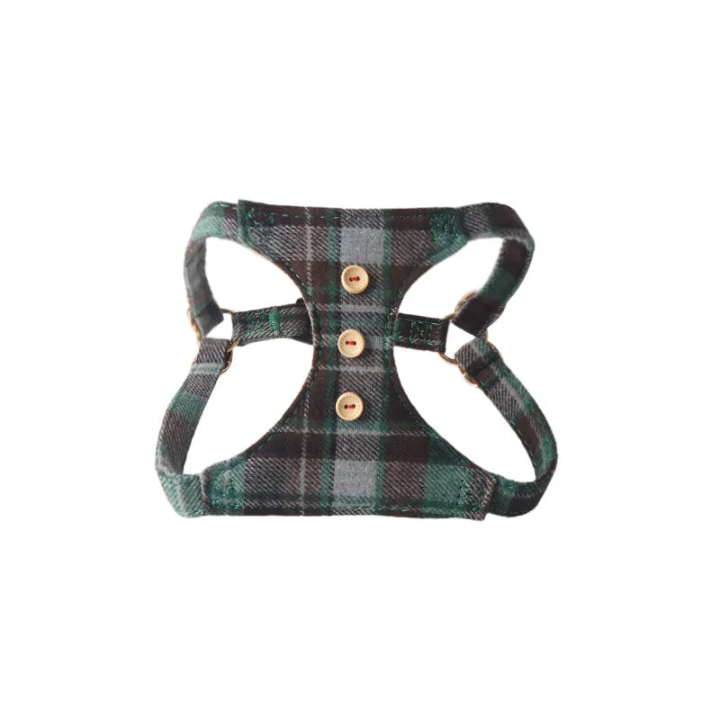 Britisches Karomuster – Verstellbares Hundegeschirr mit multifunktionaler Leine im britischen Stil