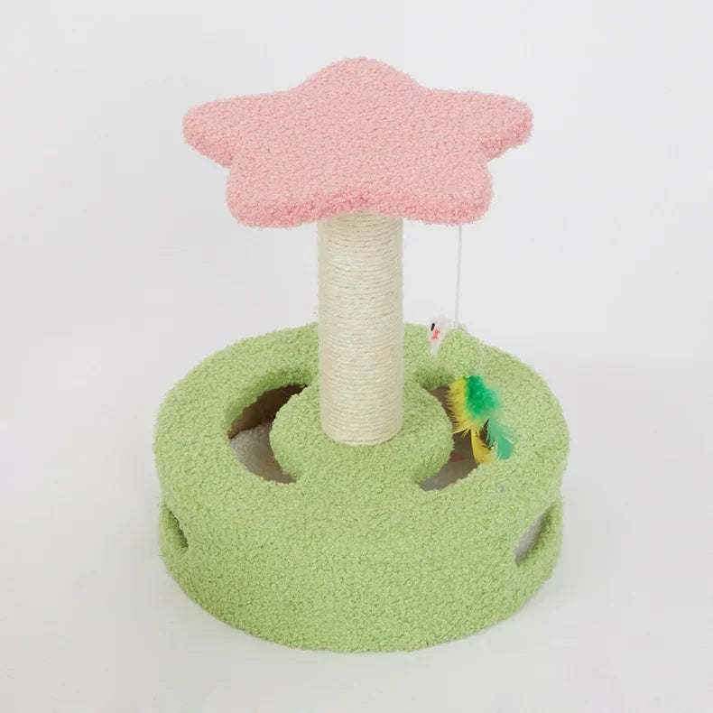 KlimPaws BloomNest Kratzbaum mit Sprungplattform und blütenförmigem Katzennest