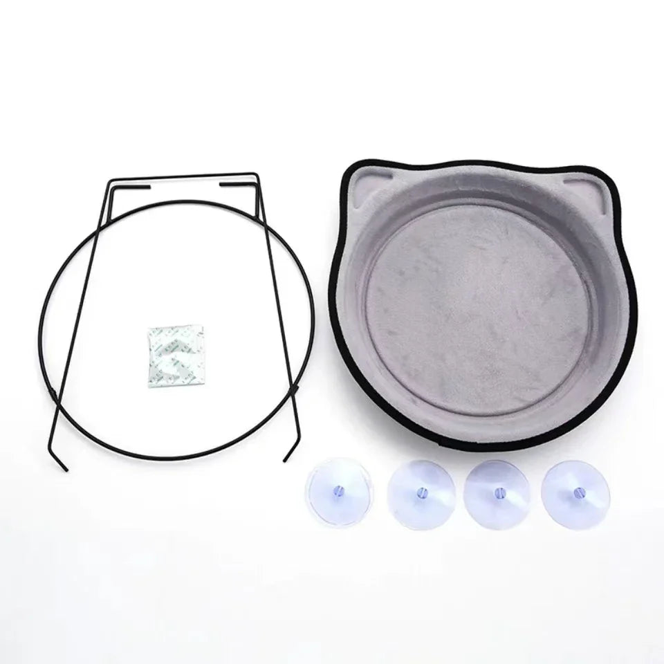 Katzen-Fensterhängematte aus Samt und Eisen – 15 kg Tragkraft – waschbarer Bezug