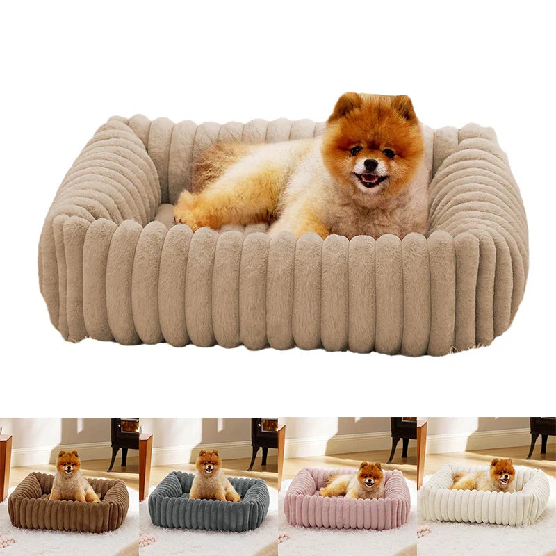 Plüsch-Haustierbett – Waschbarer, rutschfester Korb für Hund/Katze