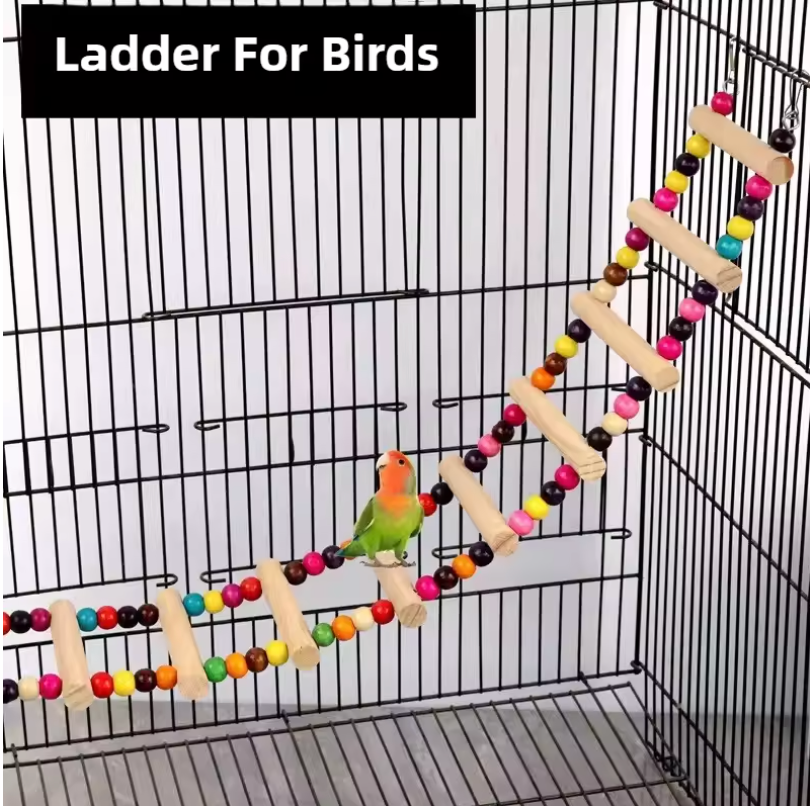 Kletterleiter aus Holz für Papageien – 31–56 cm – mit Aufhängehaken