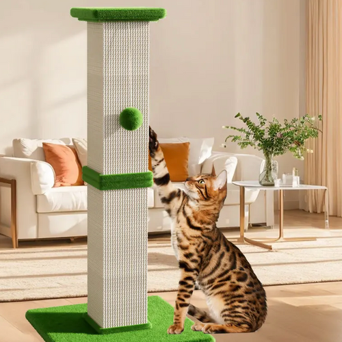 Katzenkratzbaum 80 cm hoch – Sisal mit Spielball, 40 x 40 cm Sockel, mehrfarbig