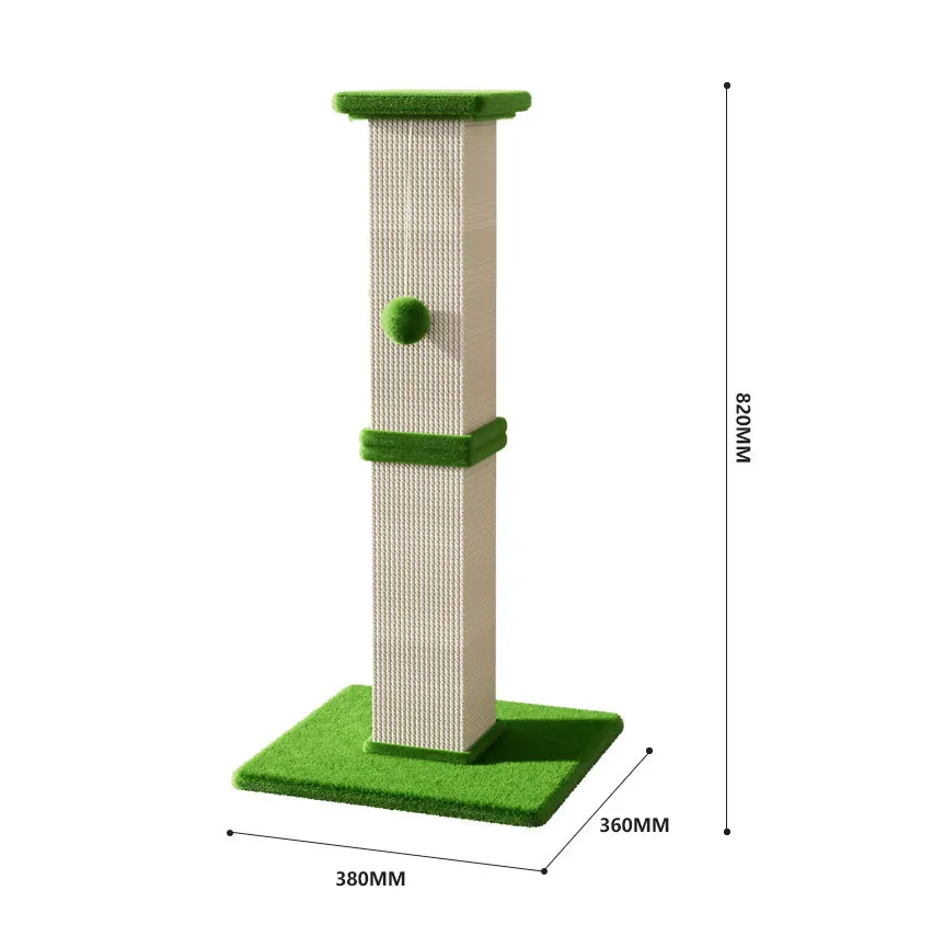 Katzenkratzbaum 80 cm hoch – Sisal mit Spielball, 40 x 40 cm Sockel, mehrfarbig
