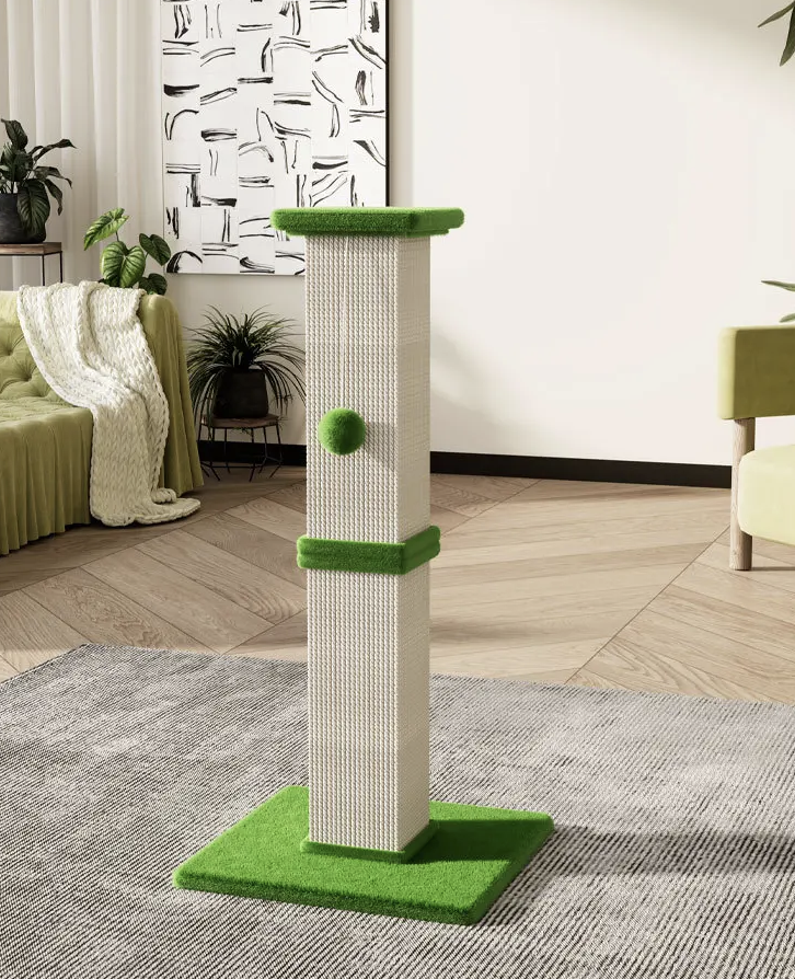 Katzenkratzbaum 80 cm hoch – Sisal mit Spielball, 40 x 40 cm Sockel, mehrfarbig