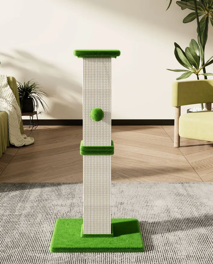 Katzenkratzbaum 80 cm hoch – Sisal mit Spielball, 40 x 40 cm Sockel, mehrfarbig