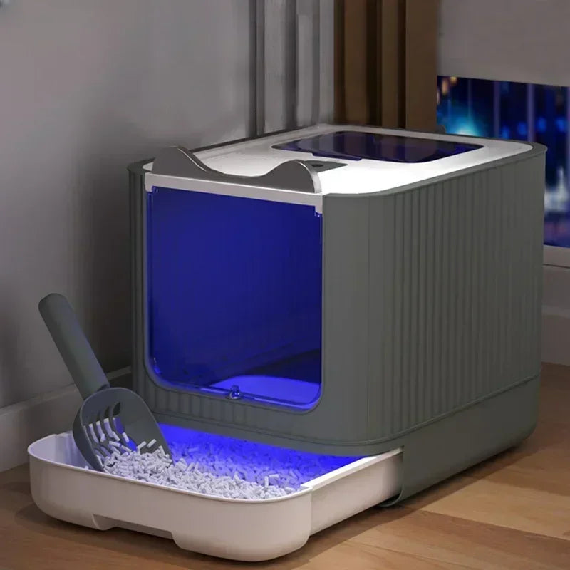 Geschlossene Katzentoilette mit UV-Sterilisation – Groß & Hygienisch, Kunststoff