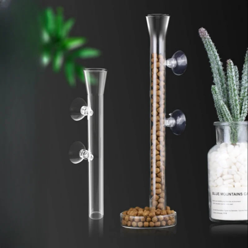 Aquarium Glas-Fütterungsrohr & Garnelenschale Set – Glockenförmiger Borosilikatglas-Futterspender