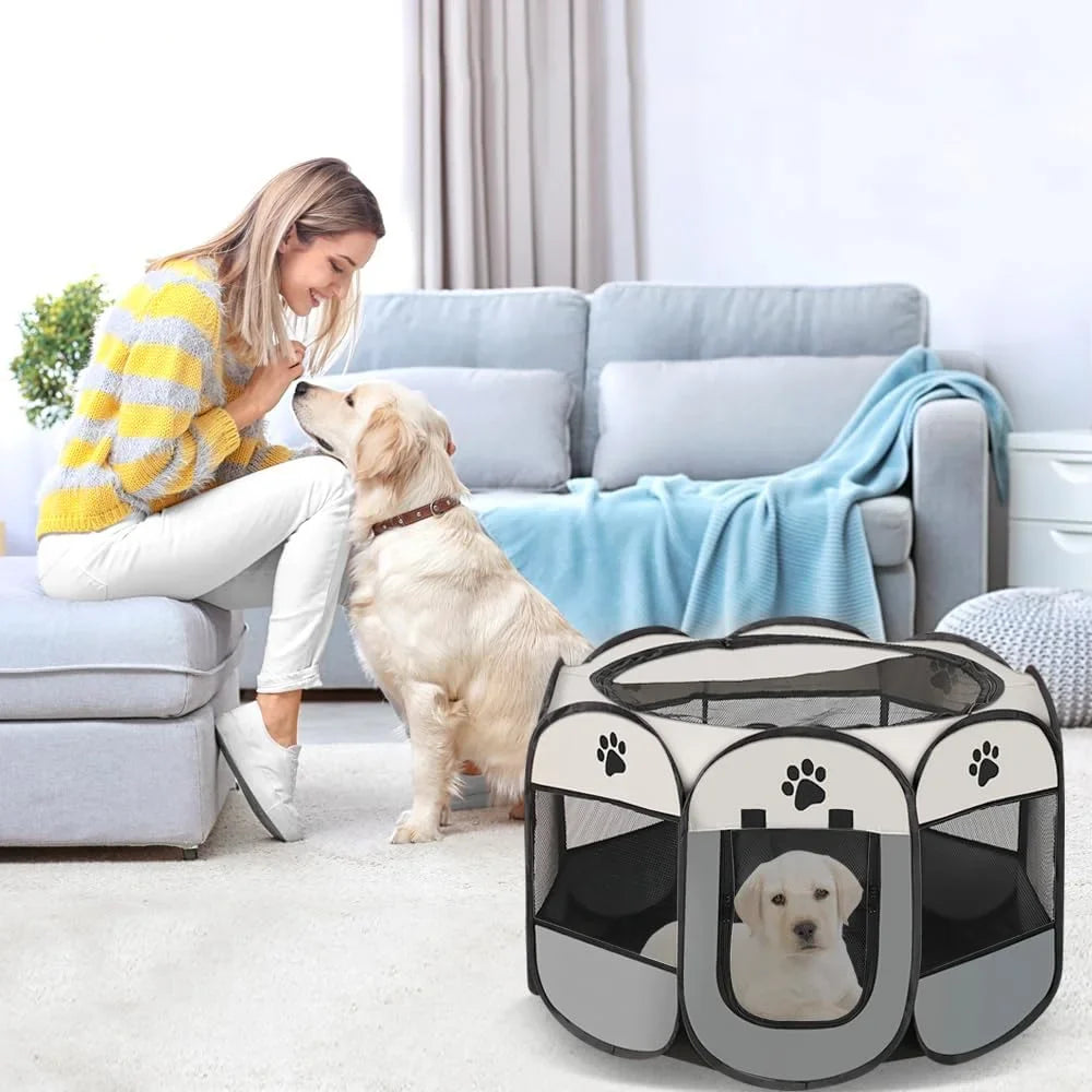 PETSFERA – Faltbarer achteckiger Haustierkäfig & Zelt