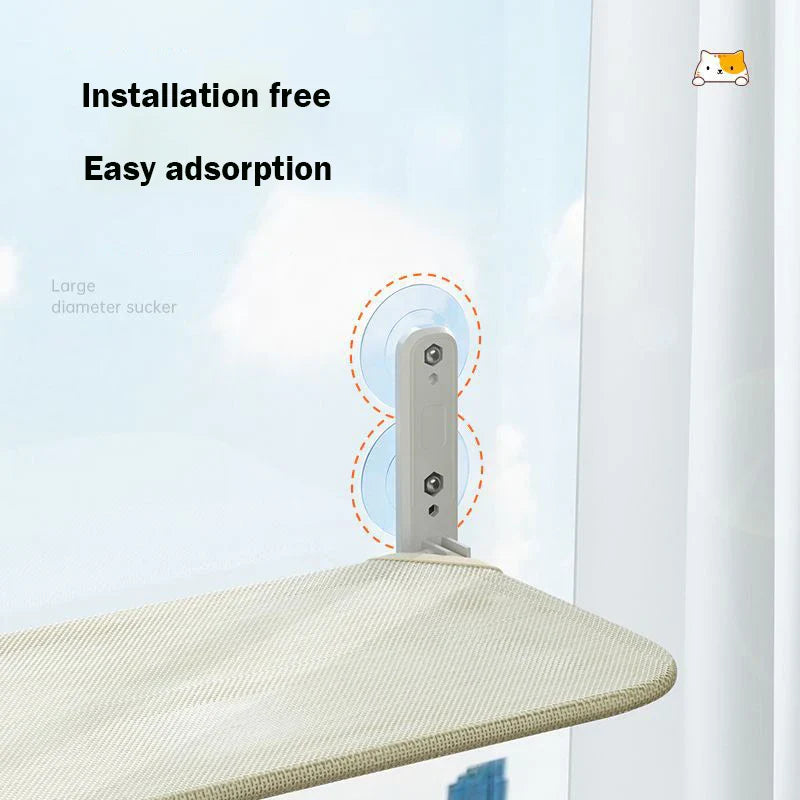 Katzenhängematte mit Fenster – Saugnapf – Atmungsaktives Material – 45 x 30 cm – Max. 10 kg