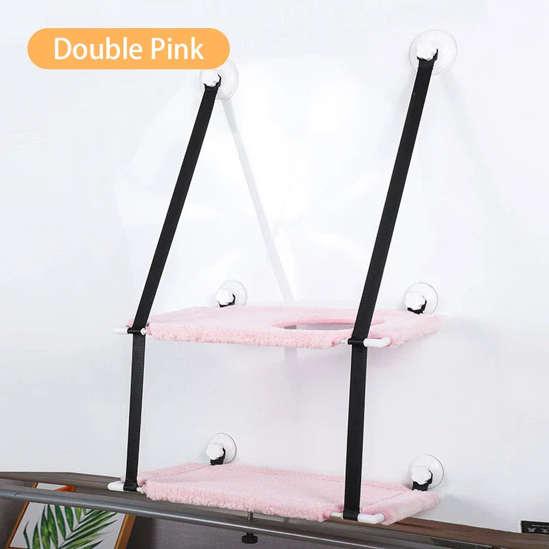 Winterliche Katzenhängematte aus Samt – Doppellagiger Cord – Saugnapf