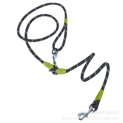 Reflektierende Nylon-Hundeleine, schwarz – verstellbar bis 150 cm