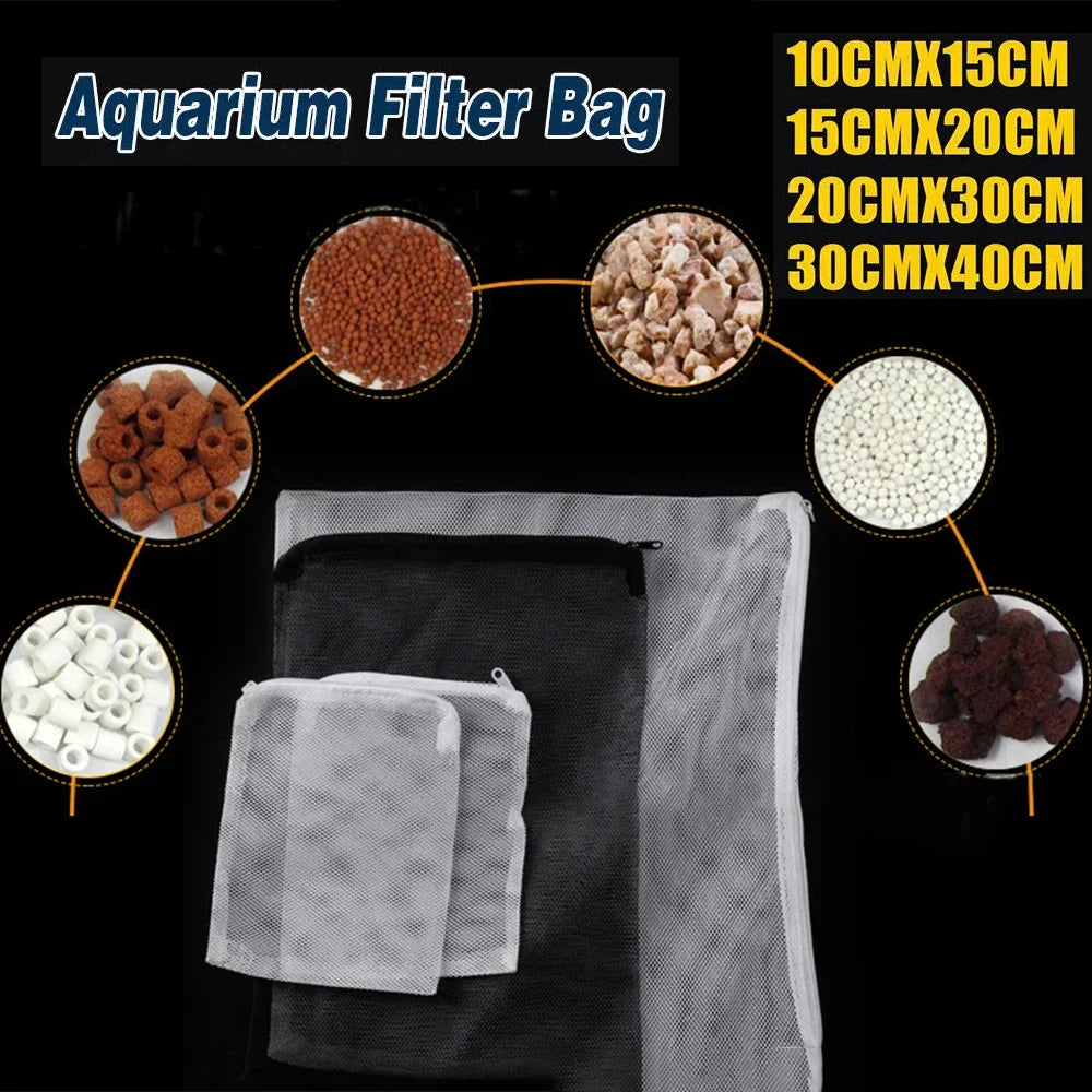 AquaClean Wiederverwendbare Filterbeutel mit Reißverschluss | Feine Aquarium Bio-Netzfilter