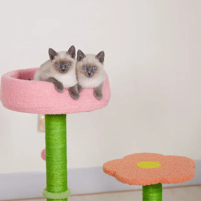 KlimPaws BloomNest Kratzbaum mit Sprungplattform und blütenförmigem Katzennest