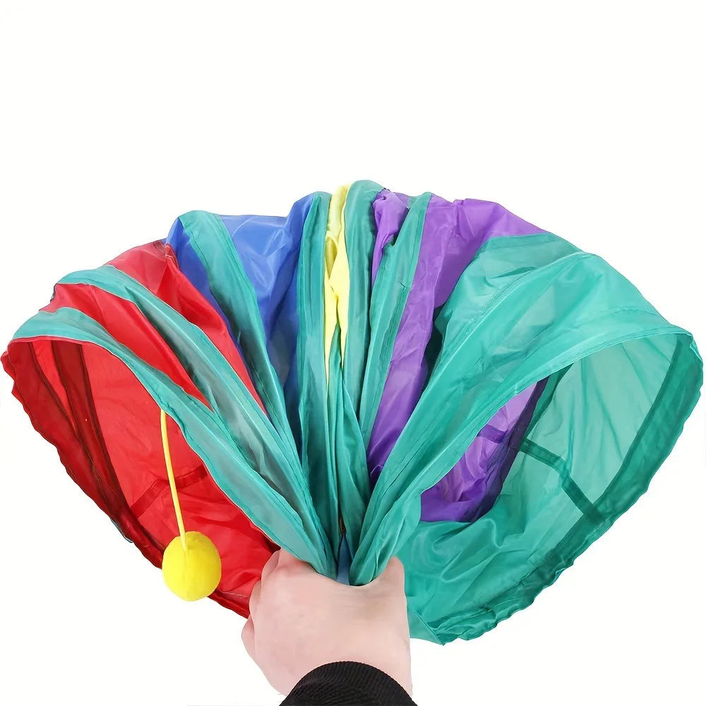 Faltbarer Katzentunnel – Polyestertunnel mit Spielbällen